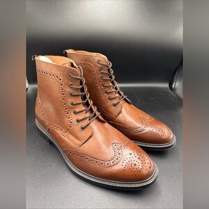 Stafford Mens Boots Size 9 M Wingtip Ankle Brown Leather Lace Up Chukka Lace Up